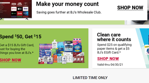 BJ's P&G 'Spend $50' Promotion